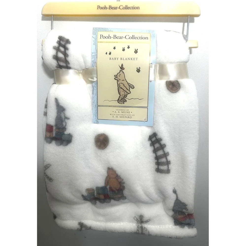 NWT Classic Winnie the Pooh Bear Collection A.A. Milne Baby Blanket Nursery Soft